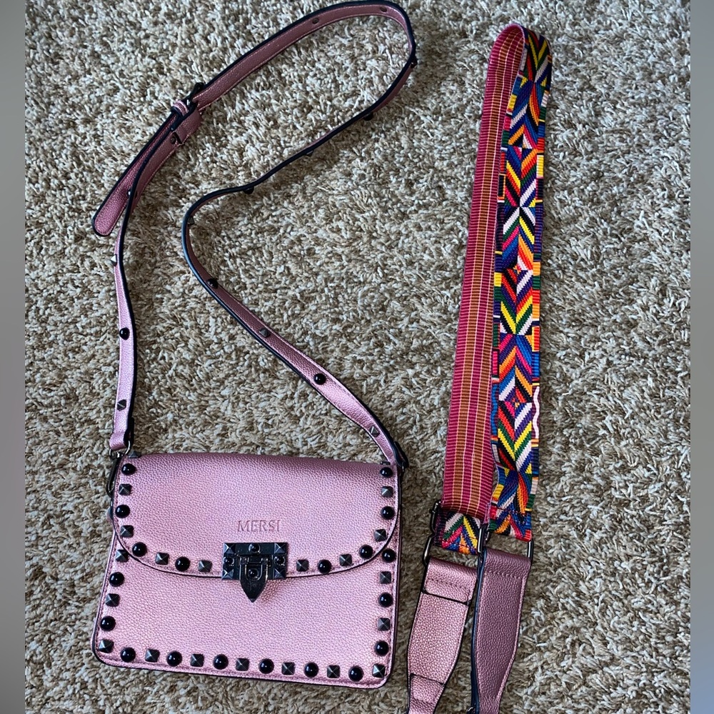 Mersi pink crossbody purse with additional detachable strap